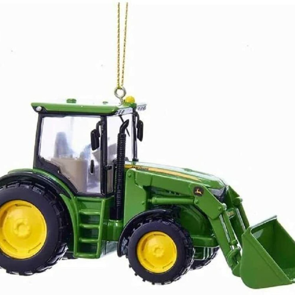 NWT Kurt Adler John Deere Tractor Ornament 3" x 5"-Farm-Loader-truck-bucket